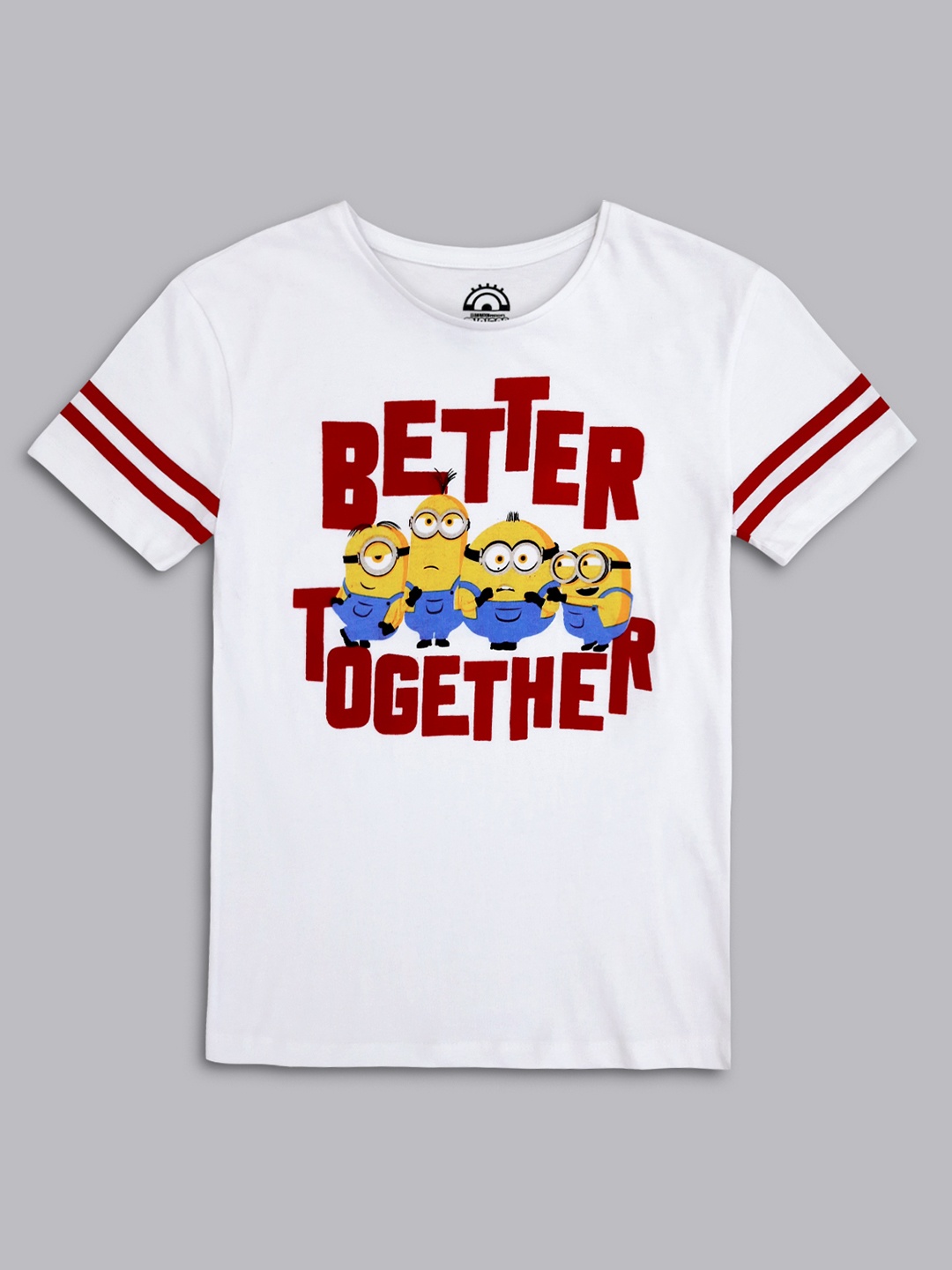 

Kids Ville Girls White Minions Printed T-shirt