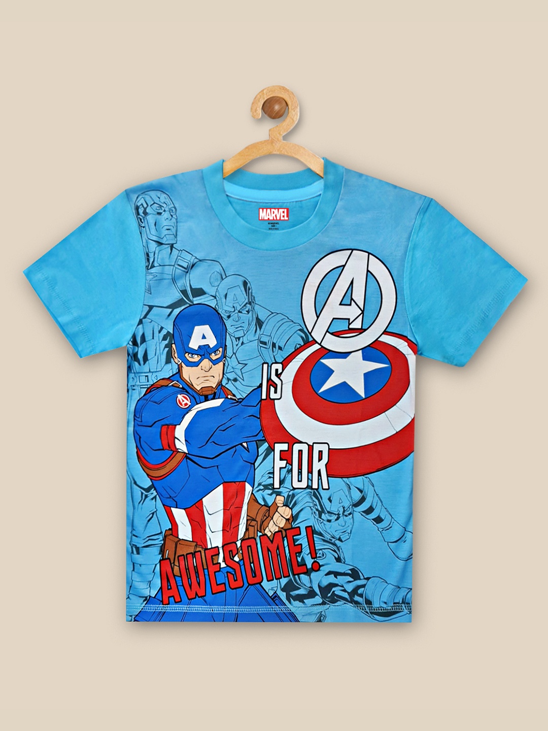 

Kids Ville Boys Blue Captain America Printed T-shirt