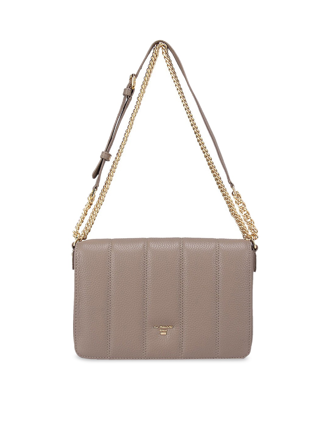 

Da Milano Brown Textured Leather Structured Shoulder Bag with Quilted