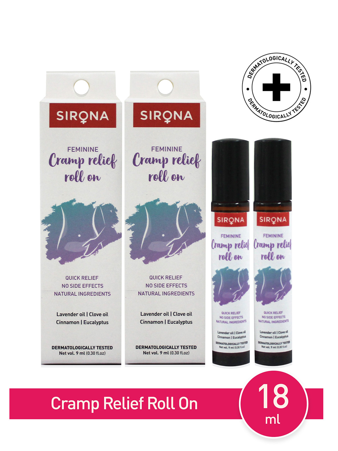 

Sirona Pack Of 2 Menstrual Cramp Relief Oil- 18 ML, Red