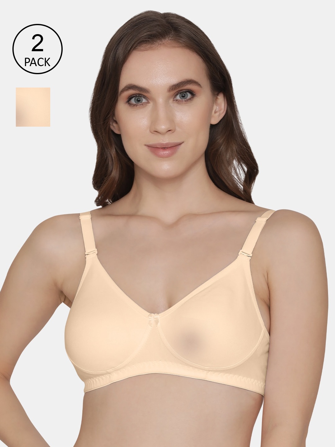 

K LINGERIE Women's Assorted Bra Pack of 2, Peach