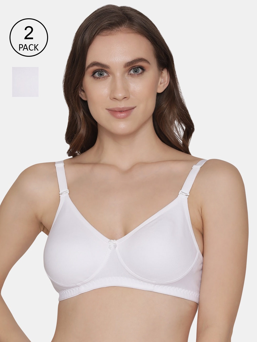 

K LINGERIE Women Pack of 2 White Solid Non Padded Bra