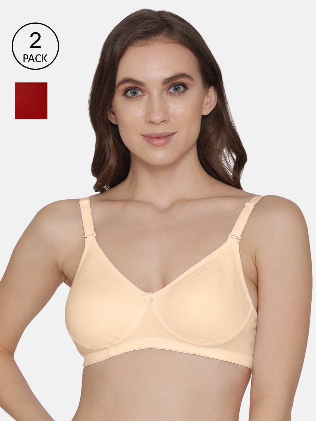 

K LINGERIE Women Beige & Red Non-Padded Bra