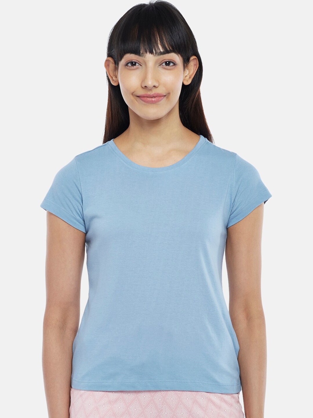 

Dreamz by Pantaloons Women Blue Solid Cotton Lounge T-shirt