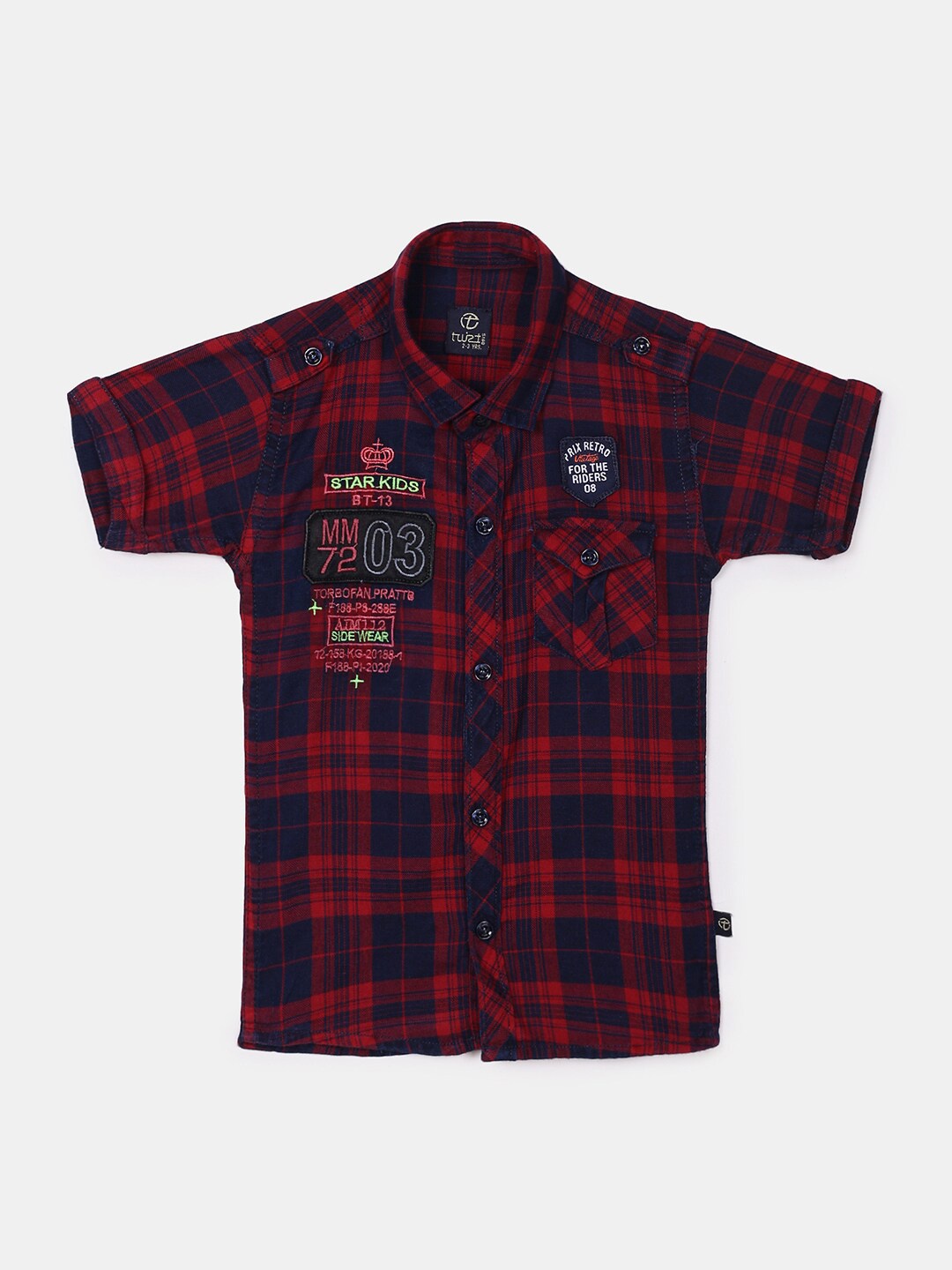 

V-Mart Boys Red Classic Tartan Checks Checked Casual Shirt