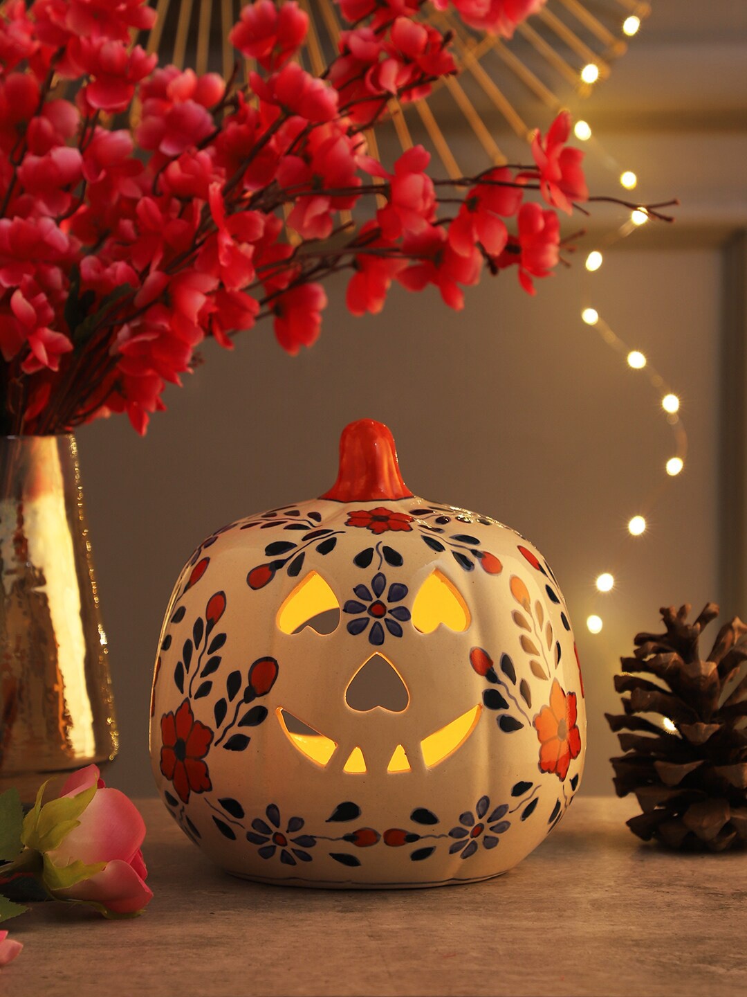 

MIAH Decor Cream-Coloured Porcelain Pumpkin Candle Holder