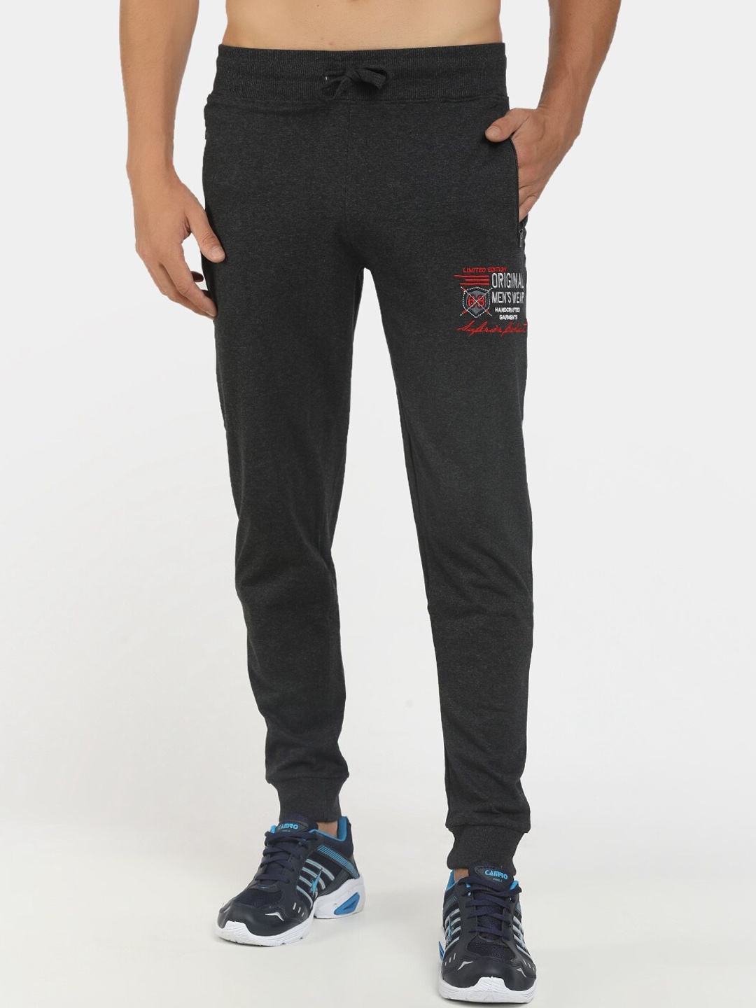

V-Mart Men Grey Melange Solid Cotton Joggers