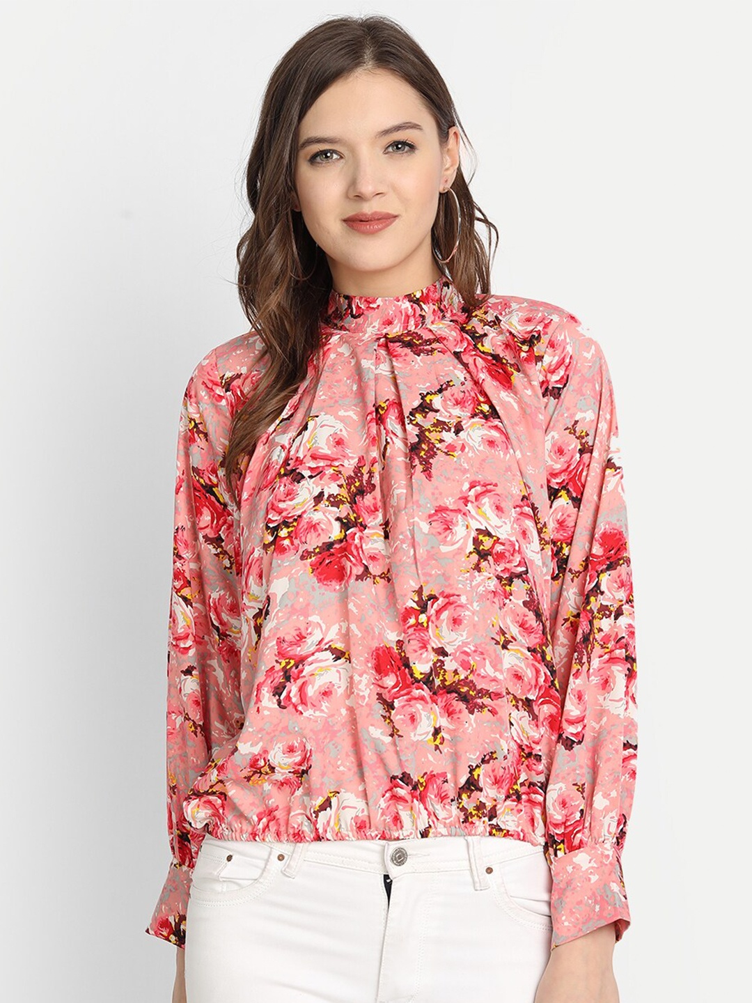 

ISAM Pink Floral Print Crepe Top