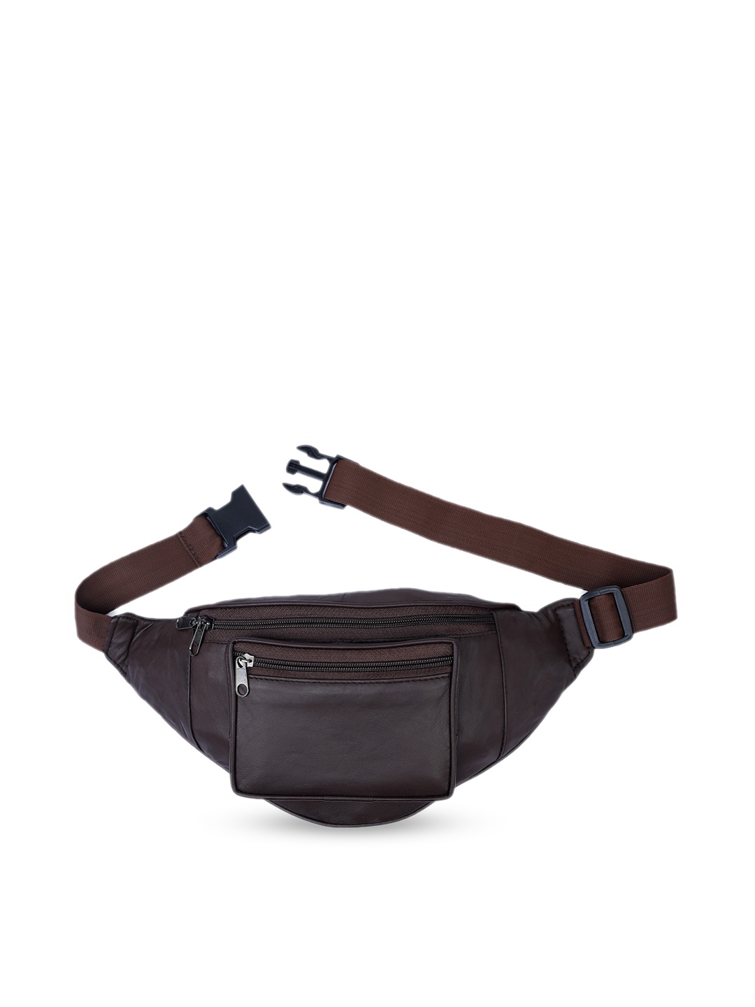 

K London Brown Solid Genuine Leather Waist Pouch