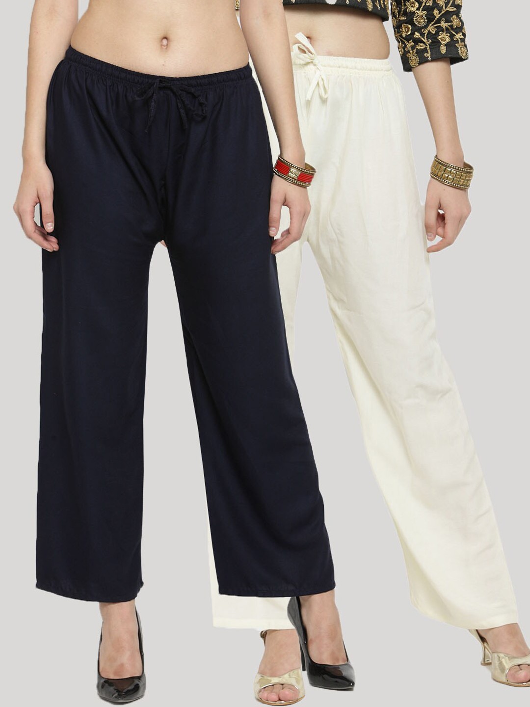 

Clora Creation Women Pack Of 2 Black & White Ethnic Palazzos