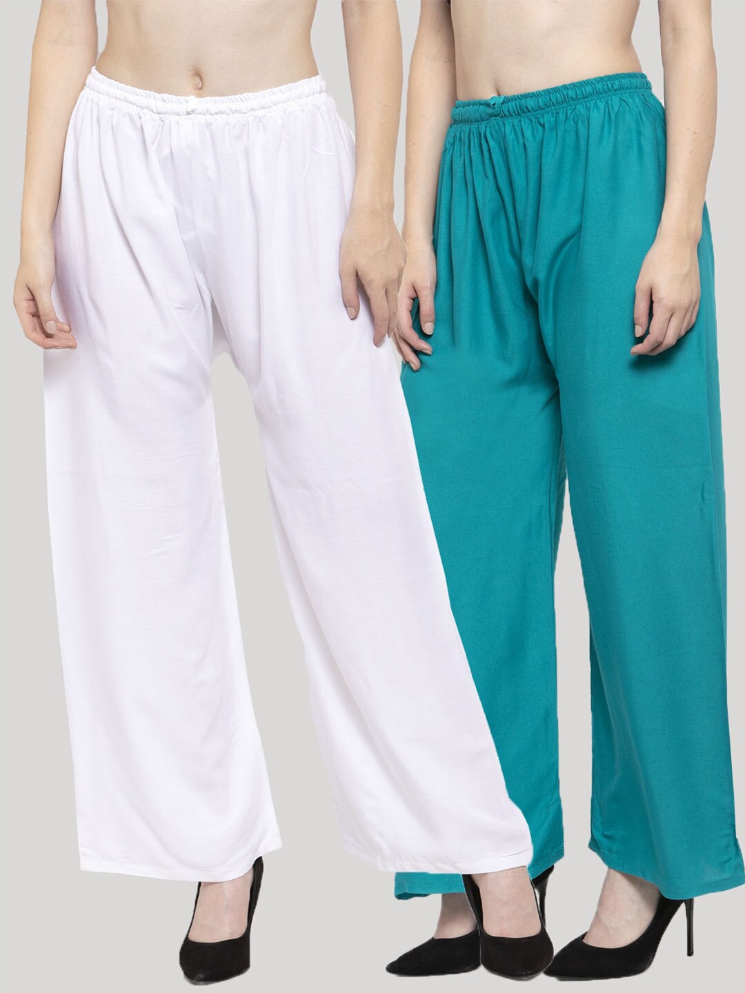 

Clora Creation Women Blue & White Pack Of 2 Straight Palazzos