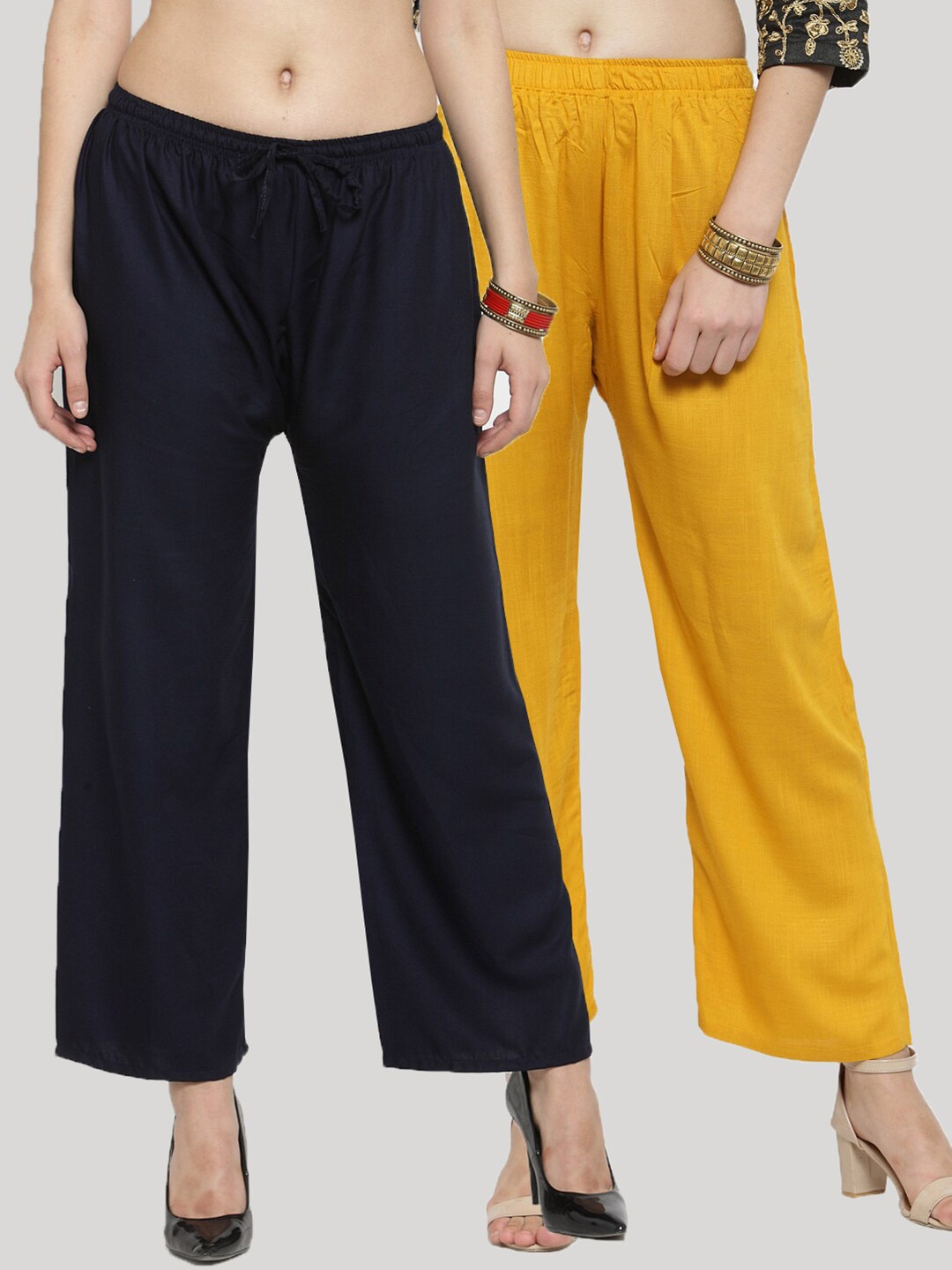 

Clora Creation Women Black & Mustard Yellow 2 Palazzos