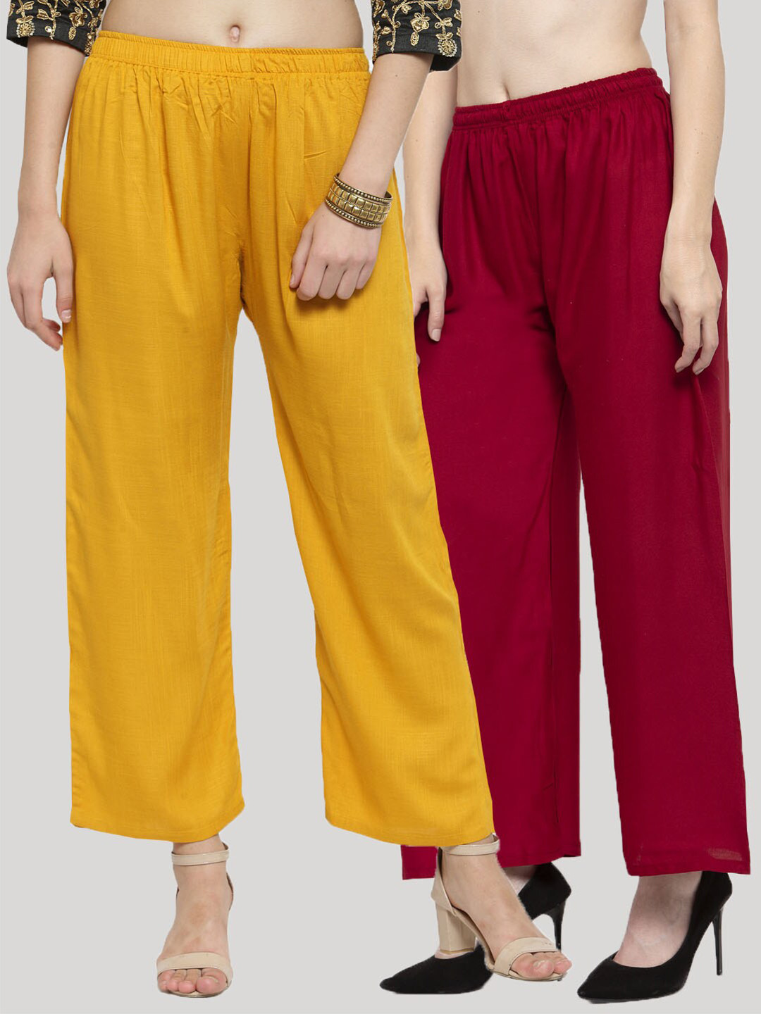 

Clora Creation Women Maroon & Mustard Yellow Set Of 2 Palazzos