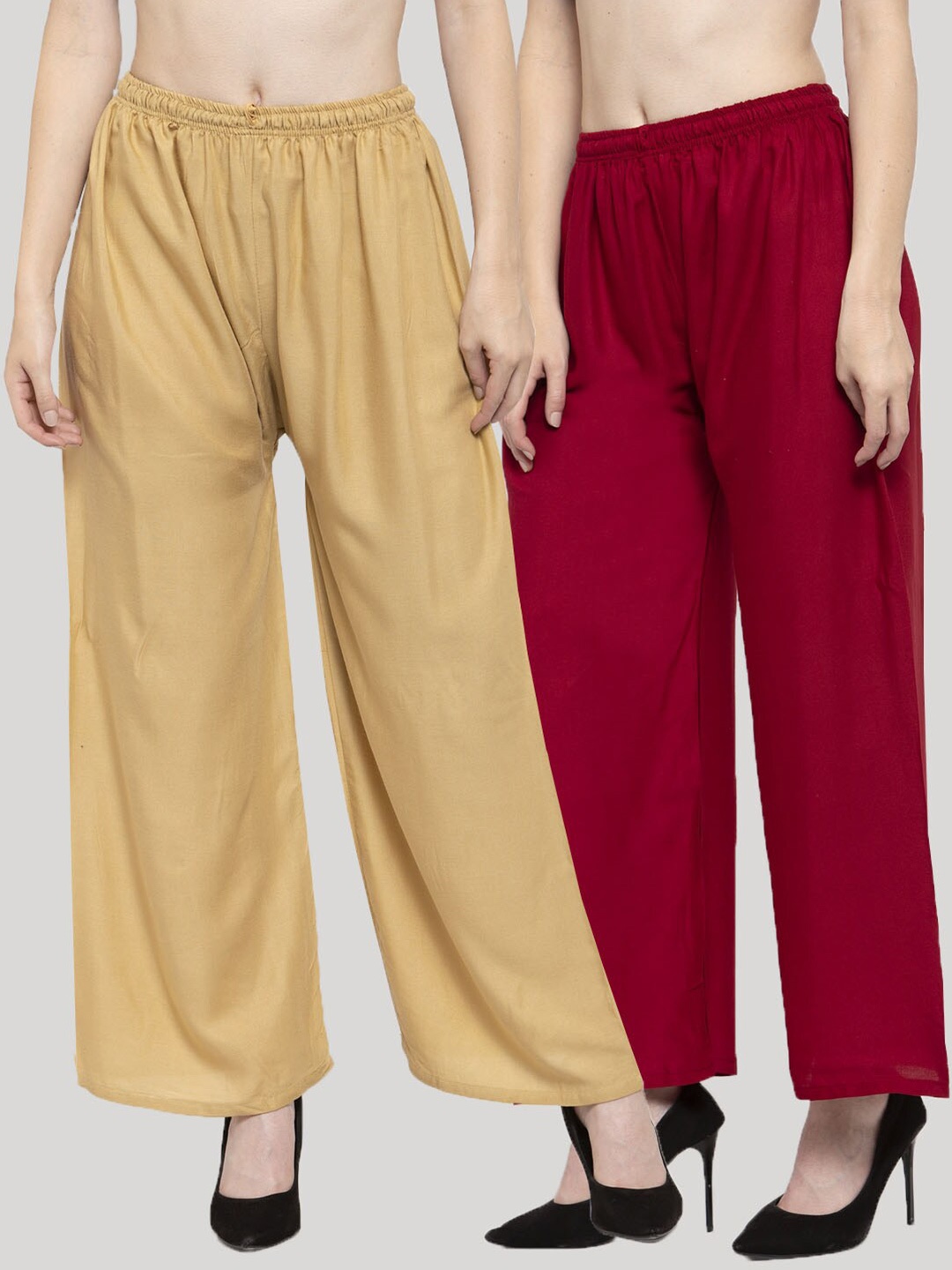 

Clora Creation Women Maroon & Cream-Coloured 2 Palazzos