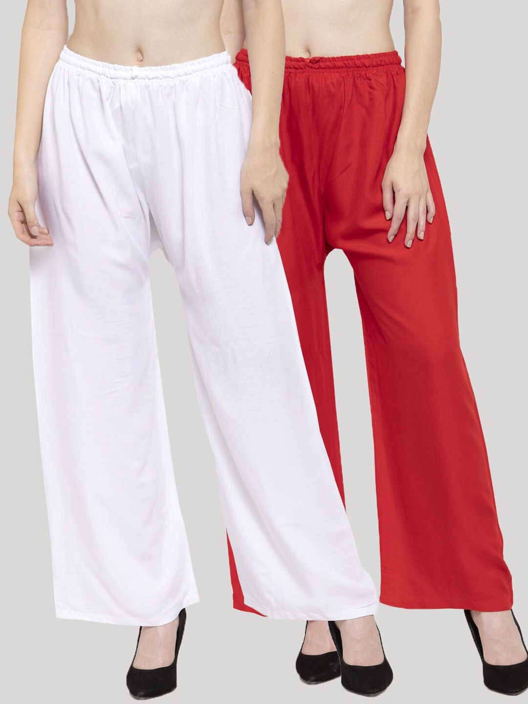 

Clora Creation Women Red & White Set Of 2 Palazzos
