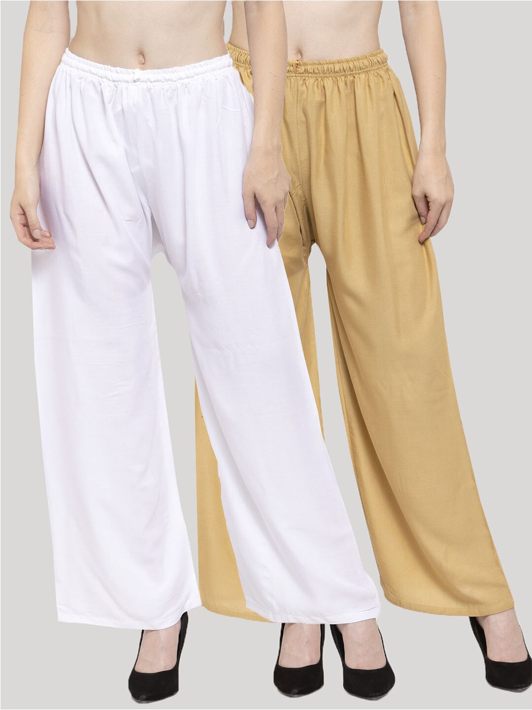 

Clora Creation Women Beige & White Set of 2 Palazzos