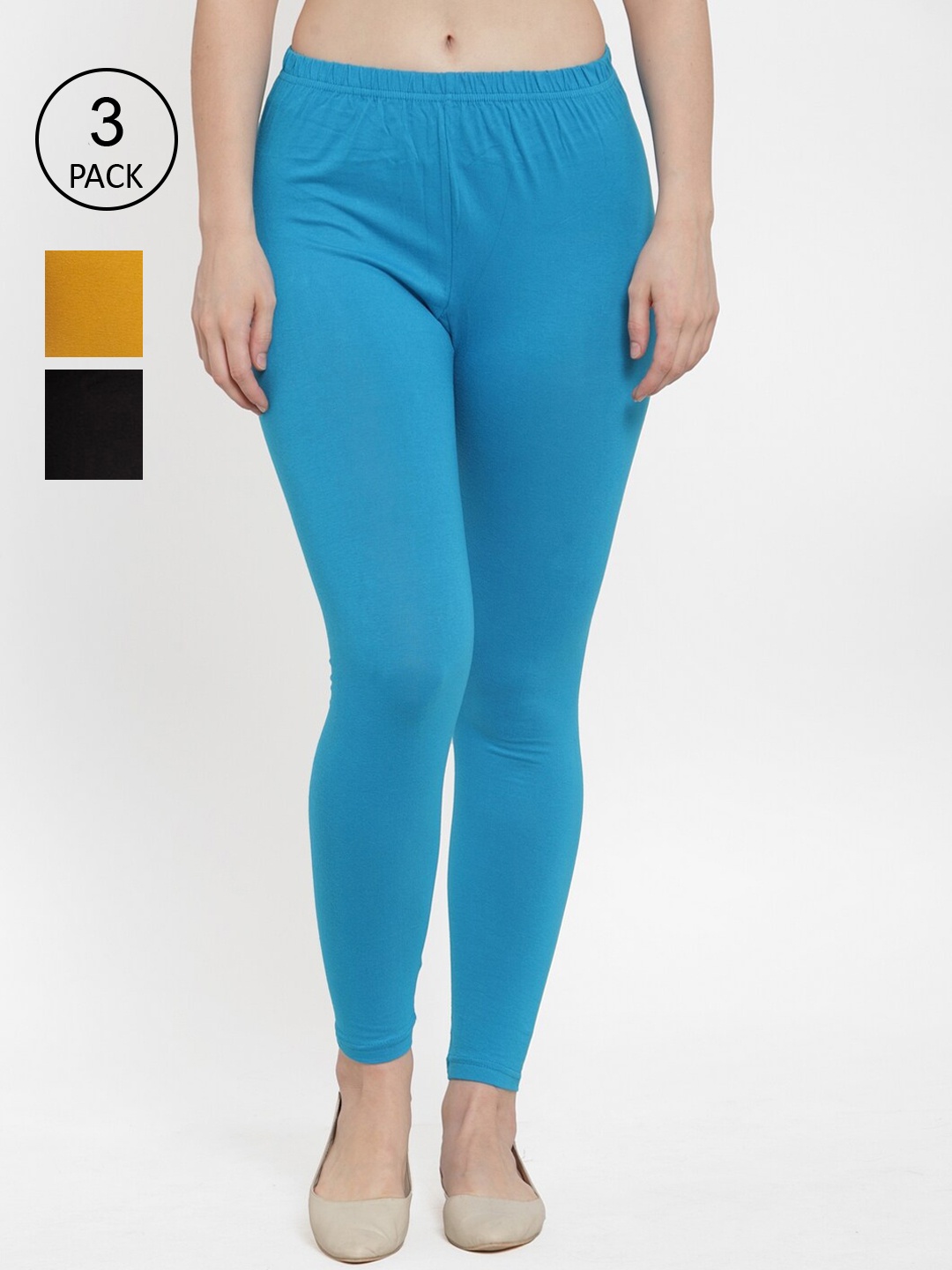 

GRACIT Women Multicolor Set of 3 Leggings, Black