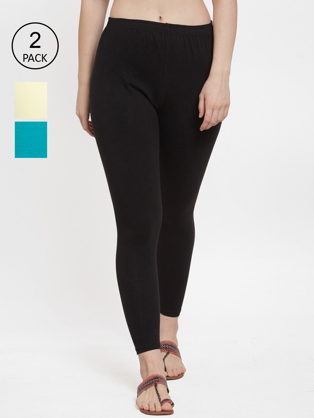 

GRACIT Women Pack Of 3 Solid Ankle-Length Leggings, Black