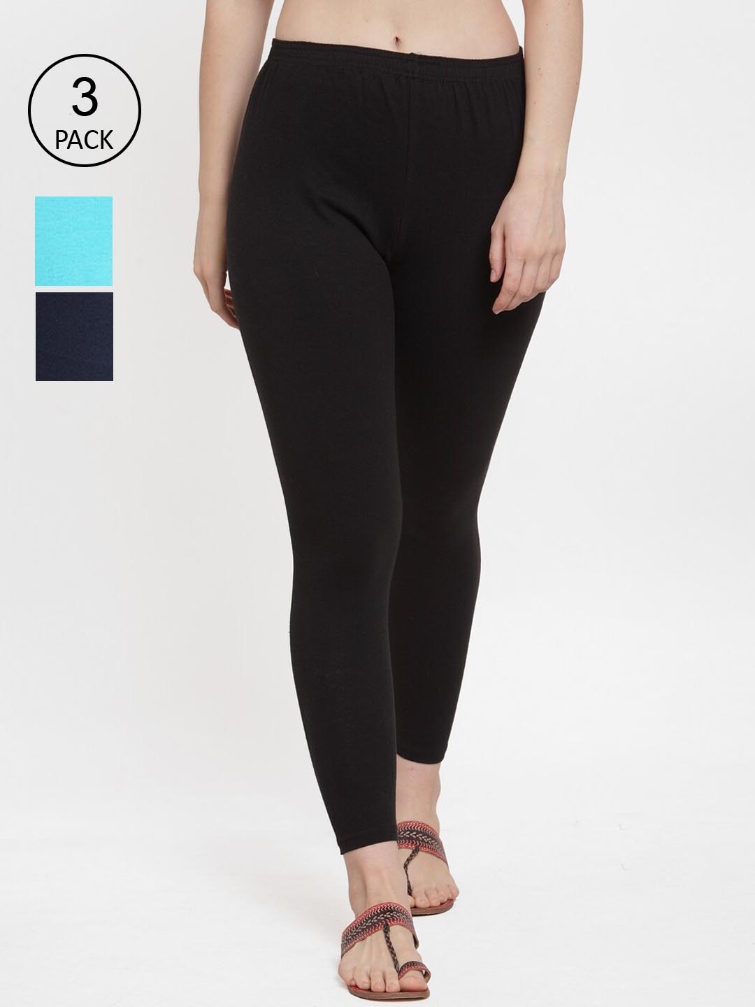

GRACIT Women Pack of 3 Solid Ankle Length Leggings, Black