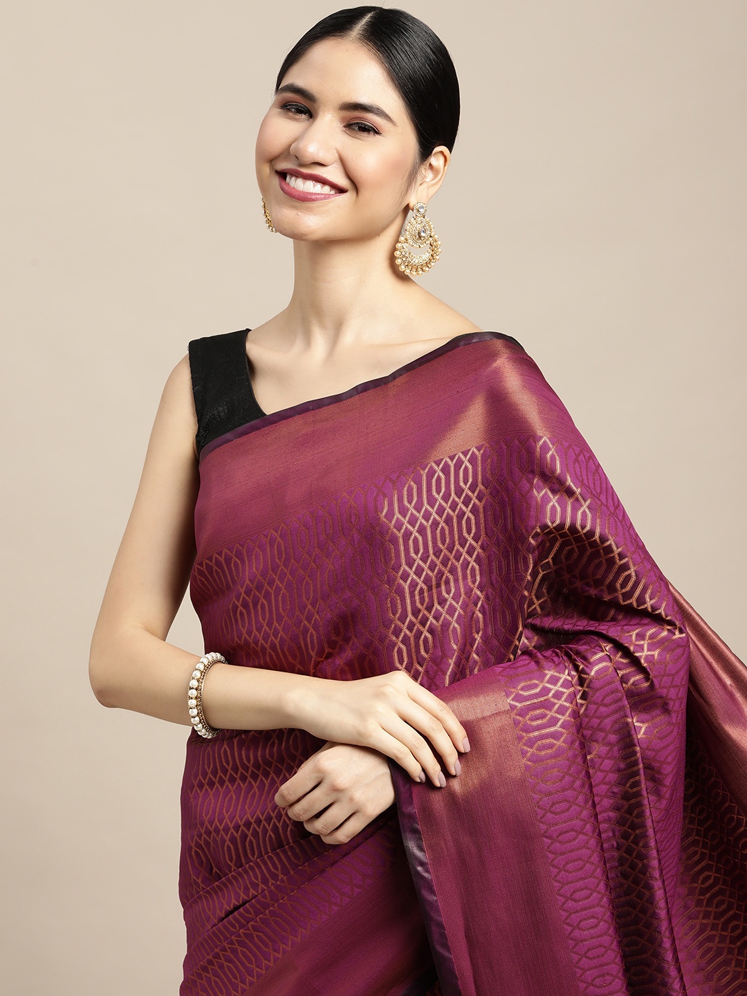 

Mitera Purple & Copper Zari Kanjeevaram Saree
