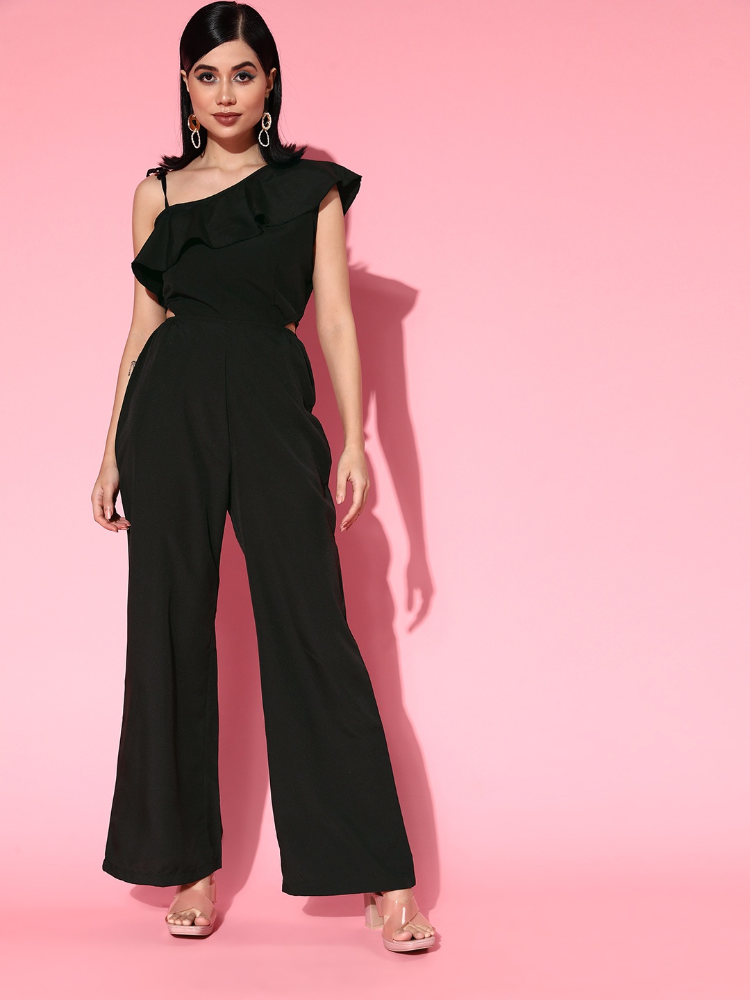 

U&F Women Black Solid Asymmetry Jumpsuit