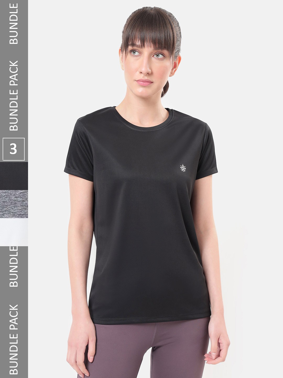 

cultsportone Women Pack Of 3 Moisture Wicking Active T-shirts, Grey