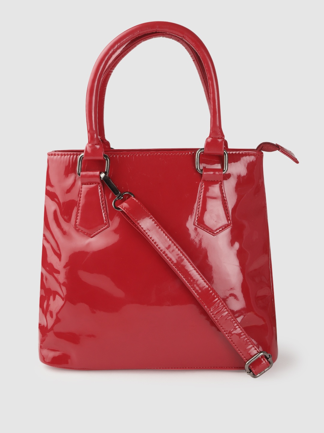 

BAD HABIT Red Solid Structured Handheld Bag