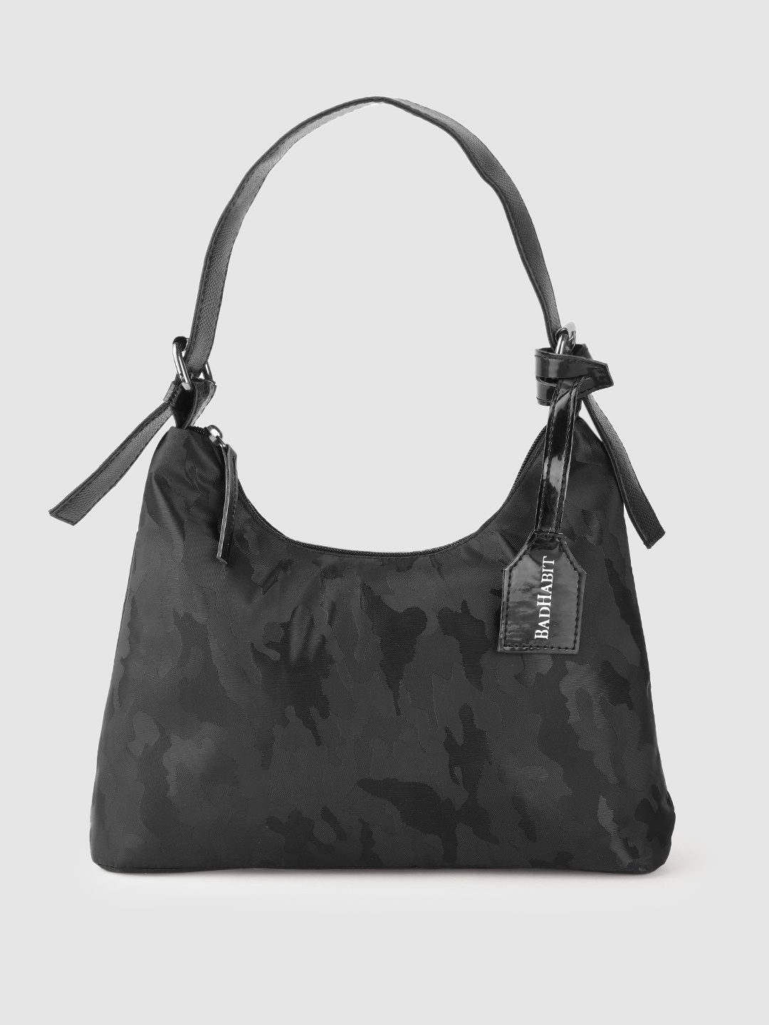 

BAD HABIT Black Textured Structured Handheld Bag