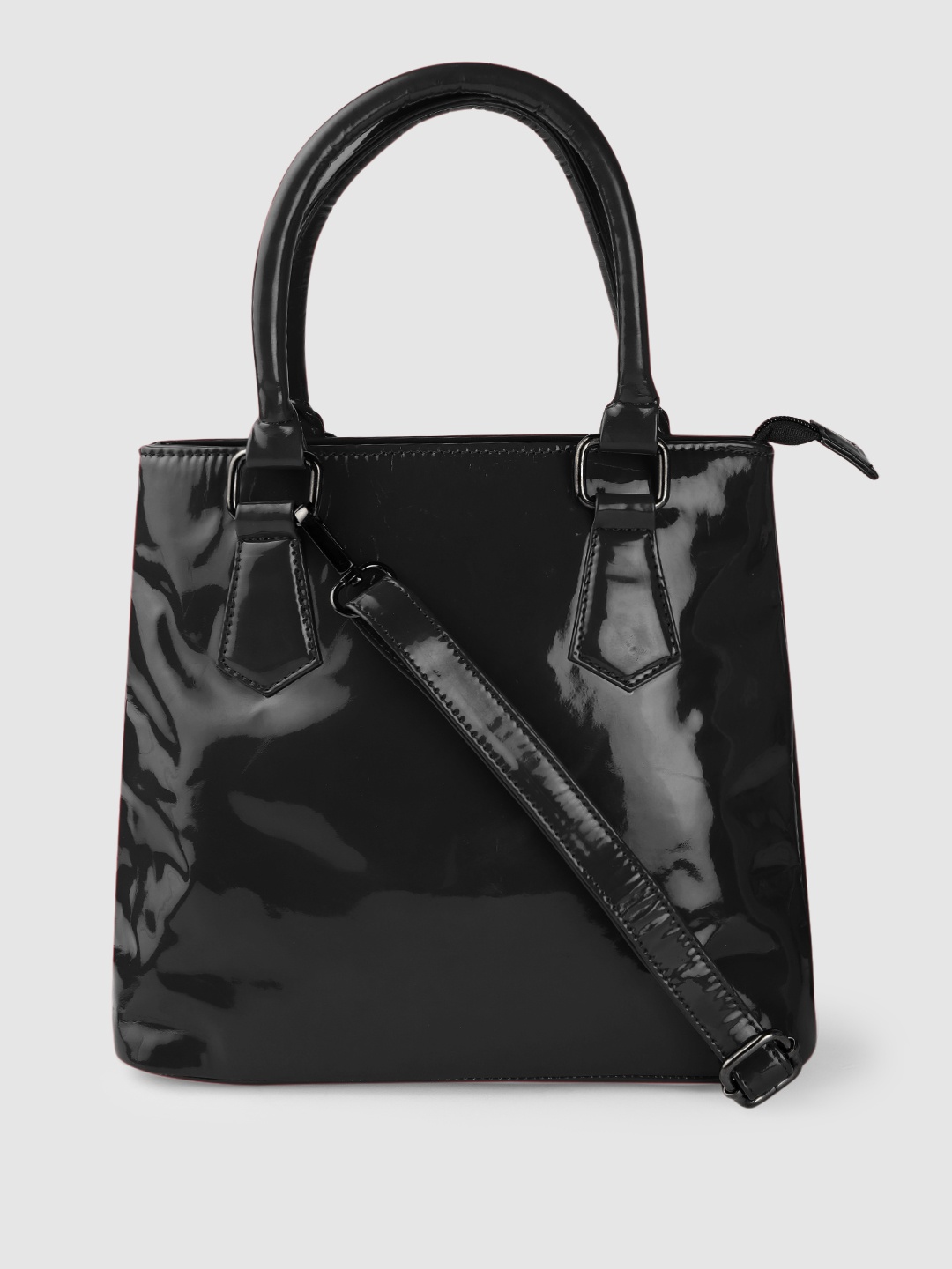 

BAD HABIT Black Solid Structured Handheld Bag