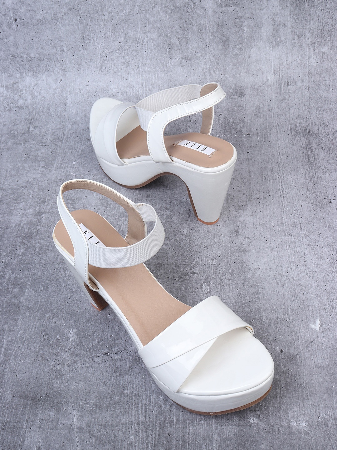 

ELLE White Colourblocked Platform Sandals