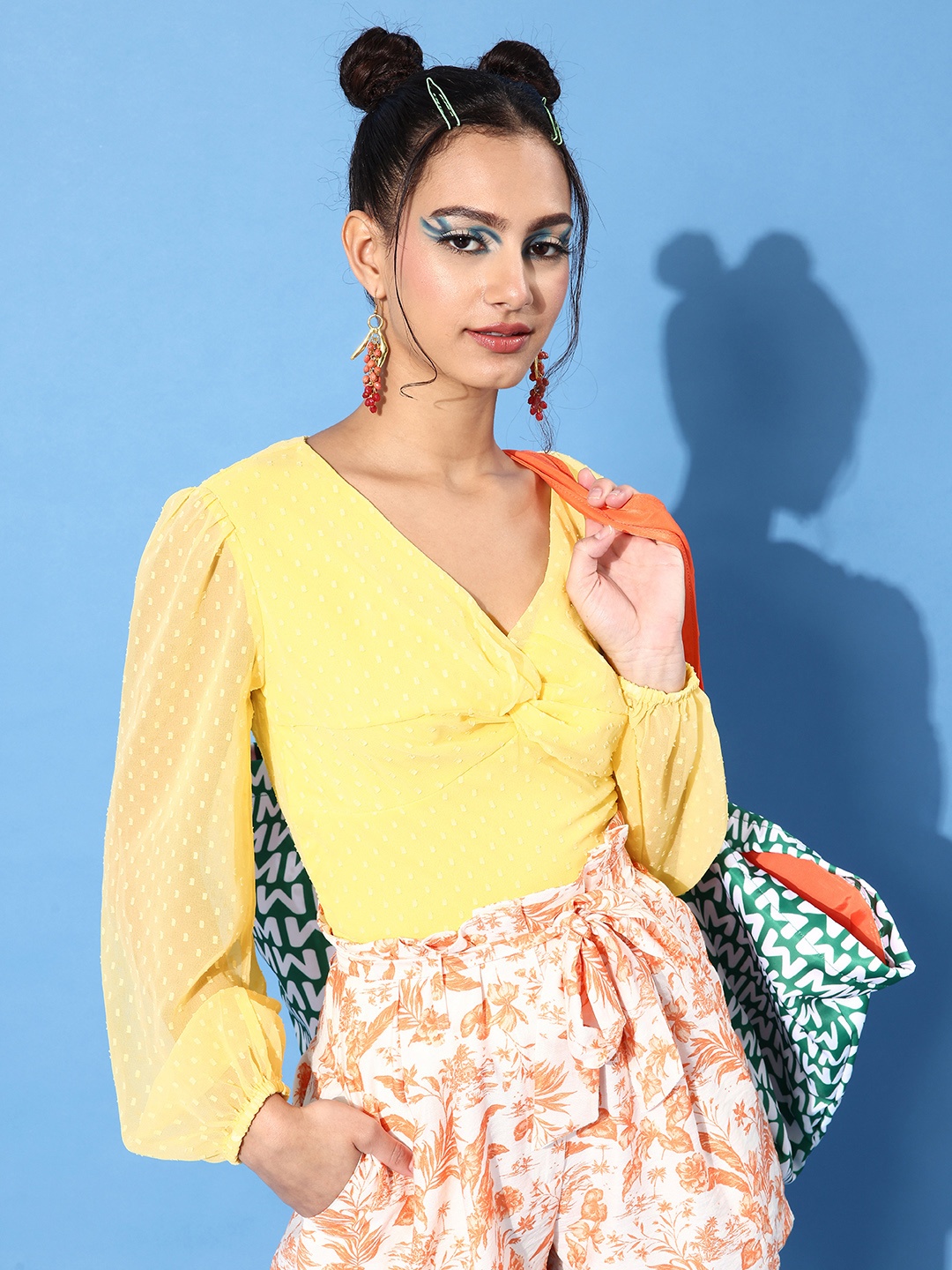 

People Yellow Geometric Twist & Knot Top