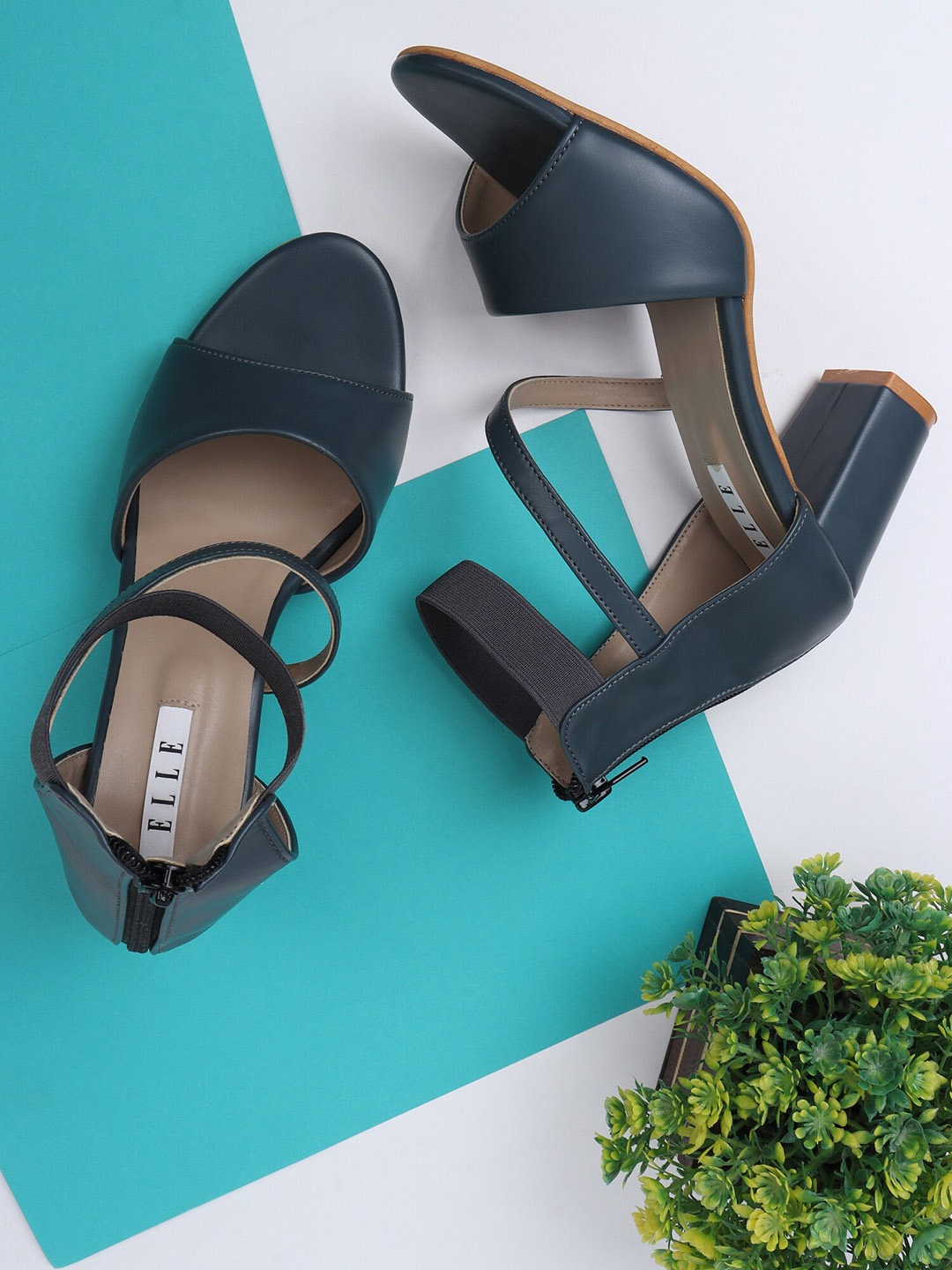 

ELLE Navy Blue High-Top Block Heels