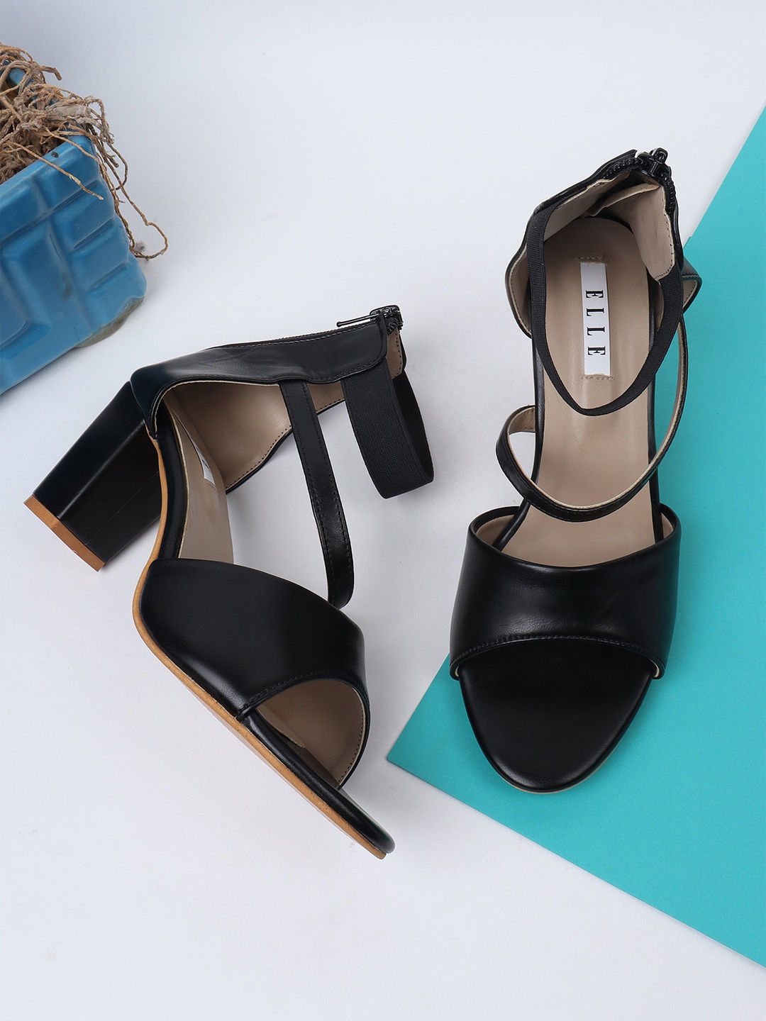 

ELLE Black High-Top Block Heels