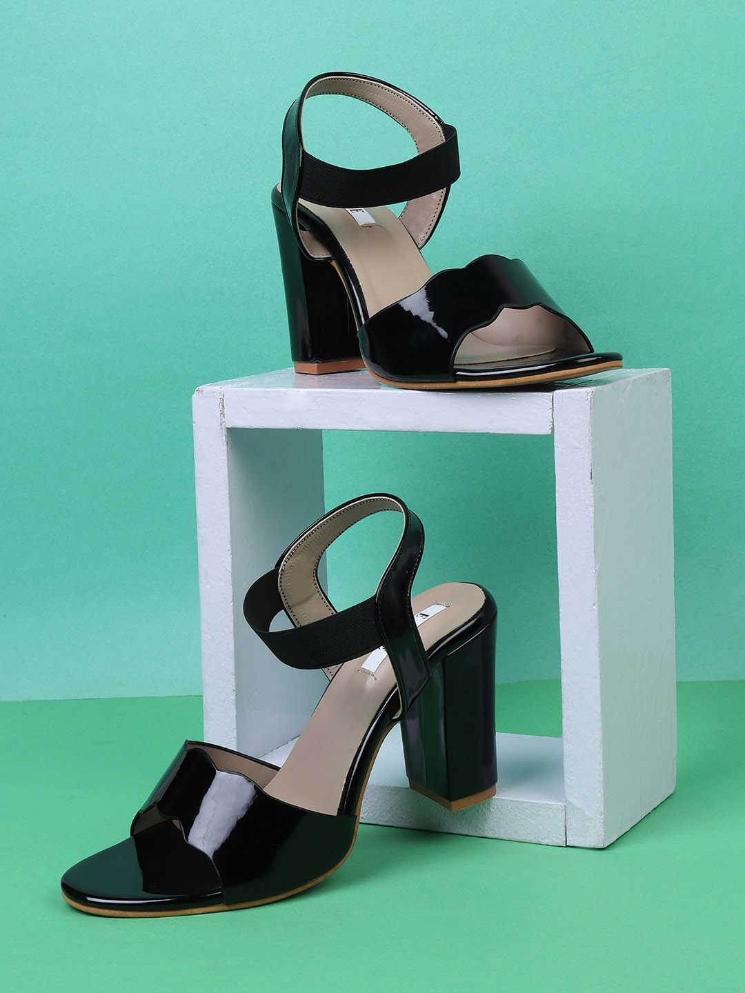 

ELLE Black Solid Block Heels
