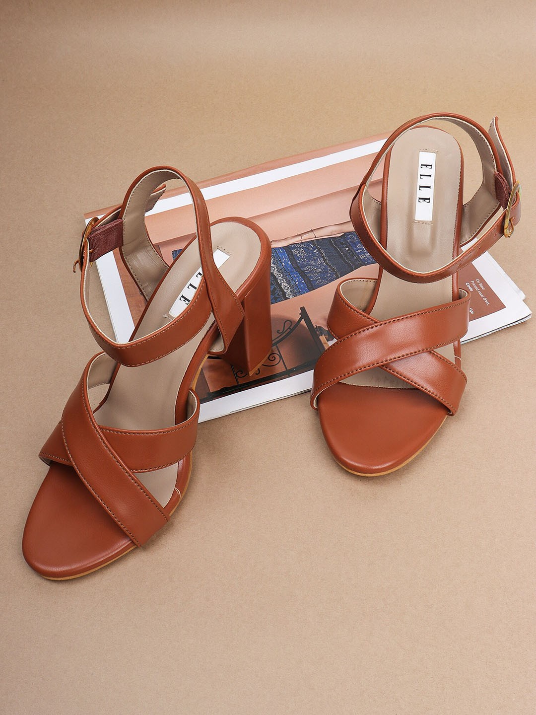 

ELLE Tan Solid Block Heels