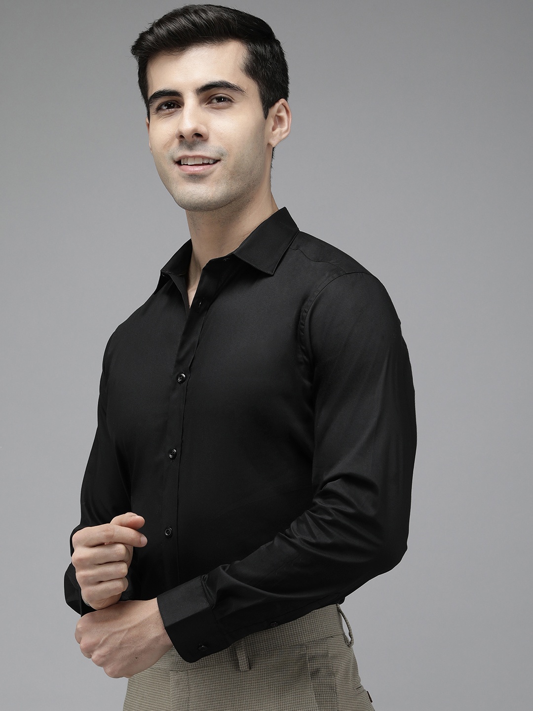 

THE BEAR HOUSE Men Black Slim Fit Formal Shirt