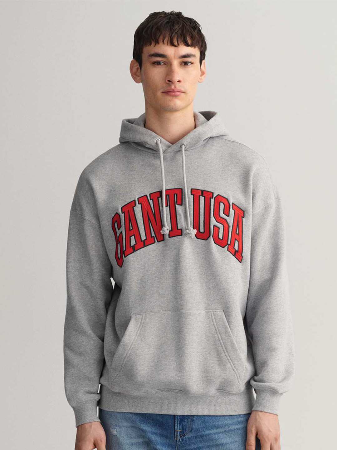 

GANT Men Grey Solid Regular Fit Hooded Sweatshirt