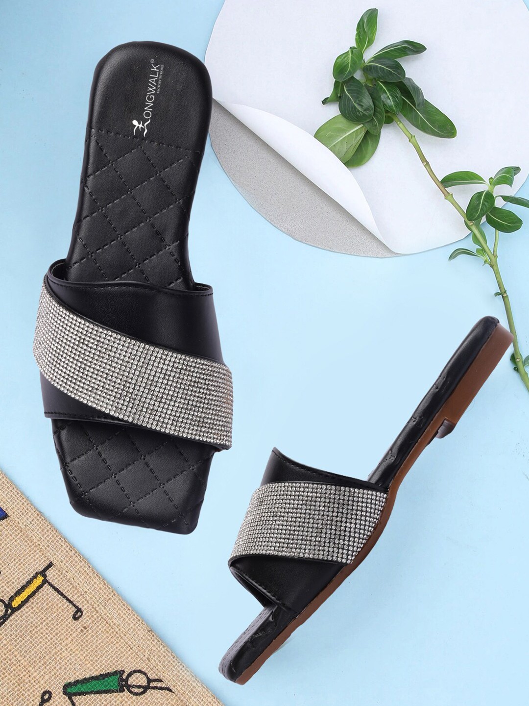 

Longwalk Women Black Embellished Flats