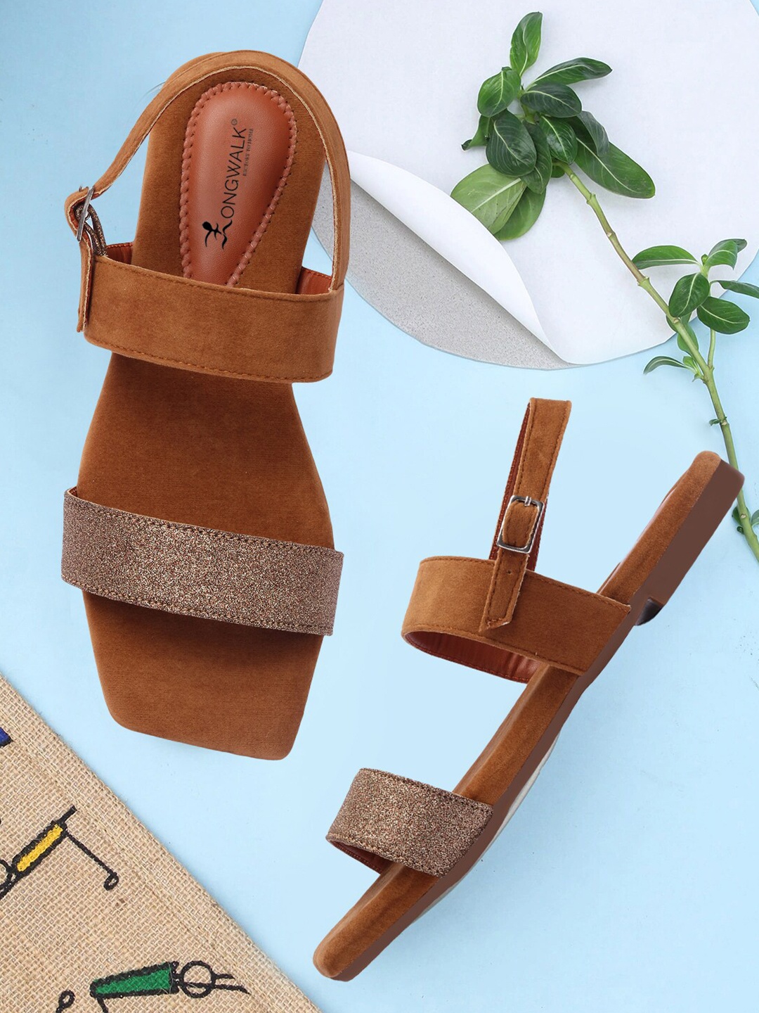 

Longwalk Women Brown PU Comfort Sandals