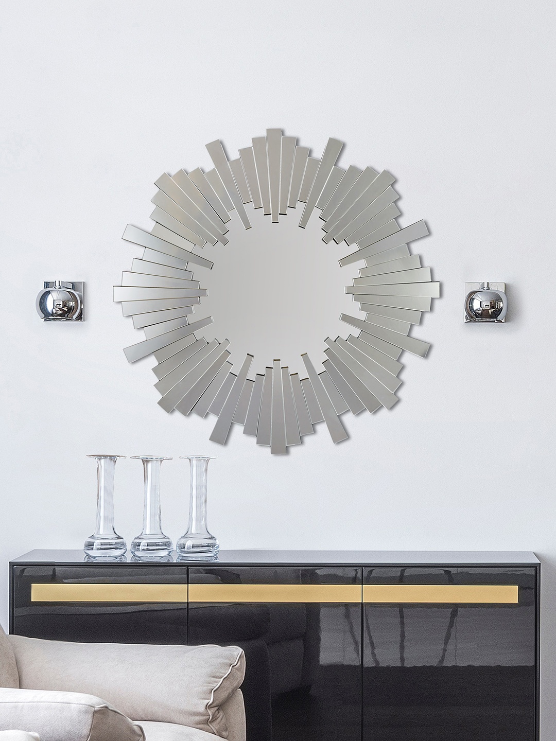 

HomeTown Metallic-Toned Venus Glass Sunrays Wall Mirrors