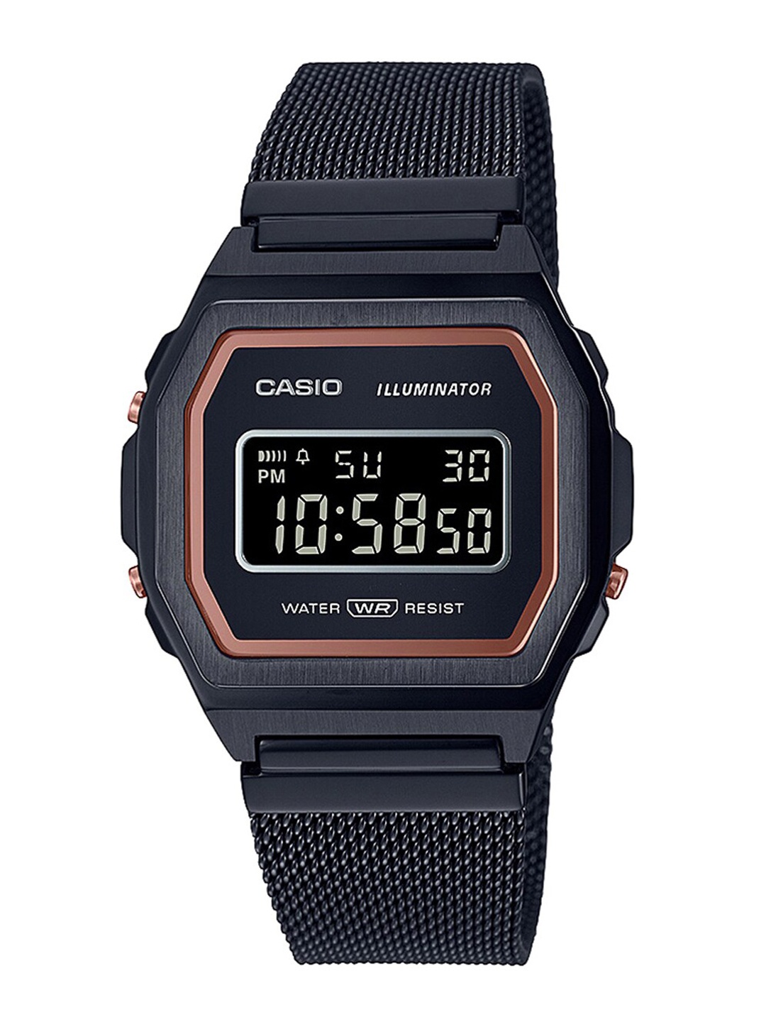

CASIO Unisex Black Dial Stainless Steel Digital Chronograph Watch-D264