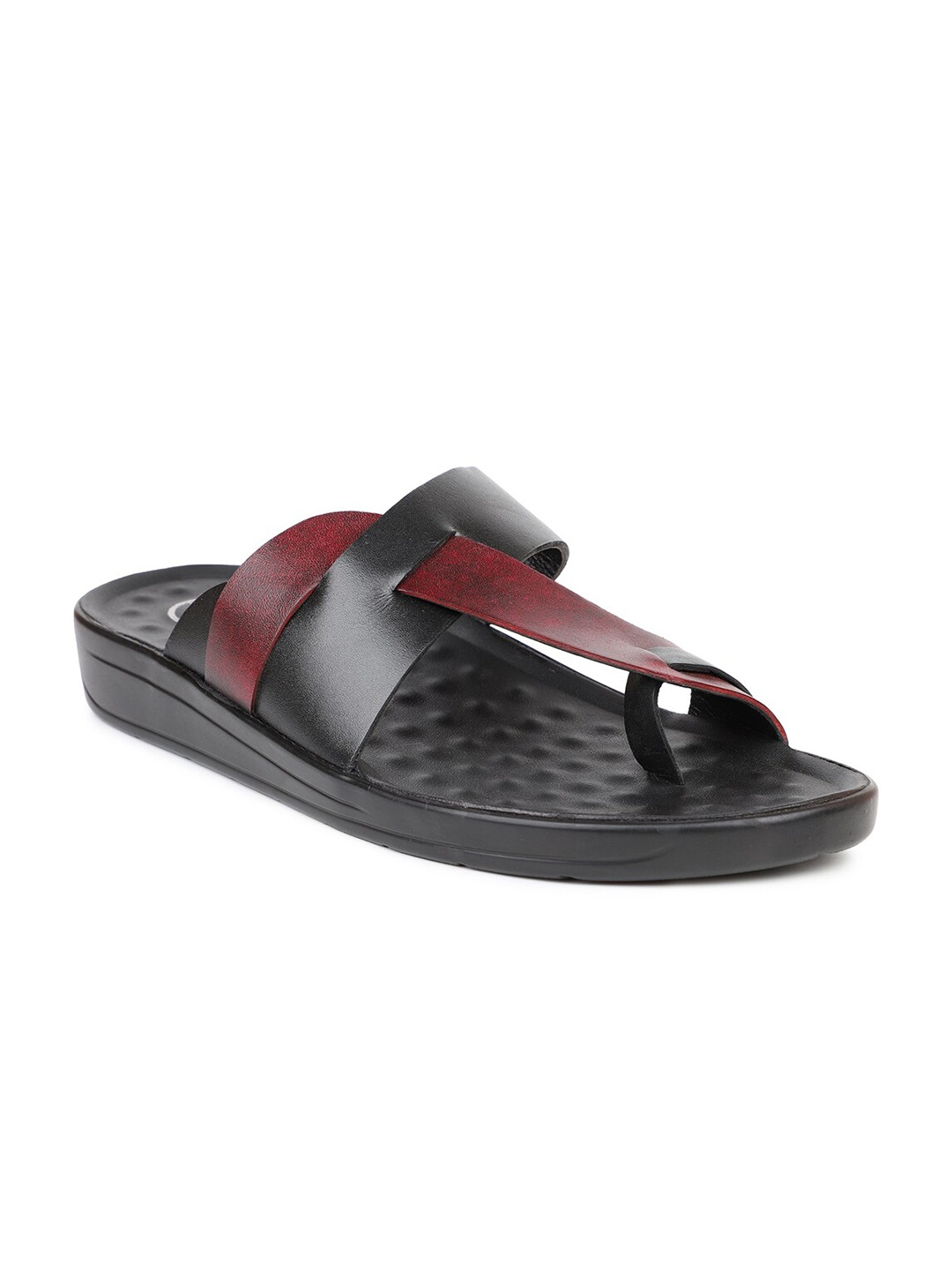 

PRIVO by Inc.5 Men Maroon & Brown Leather Comfort Sandals