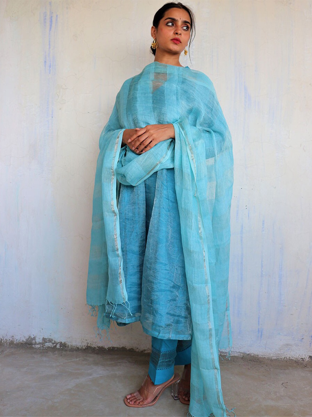 

Chidiyaa Women Blue Pure Cotton Dupatta