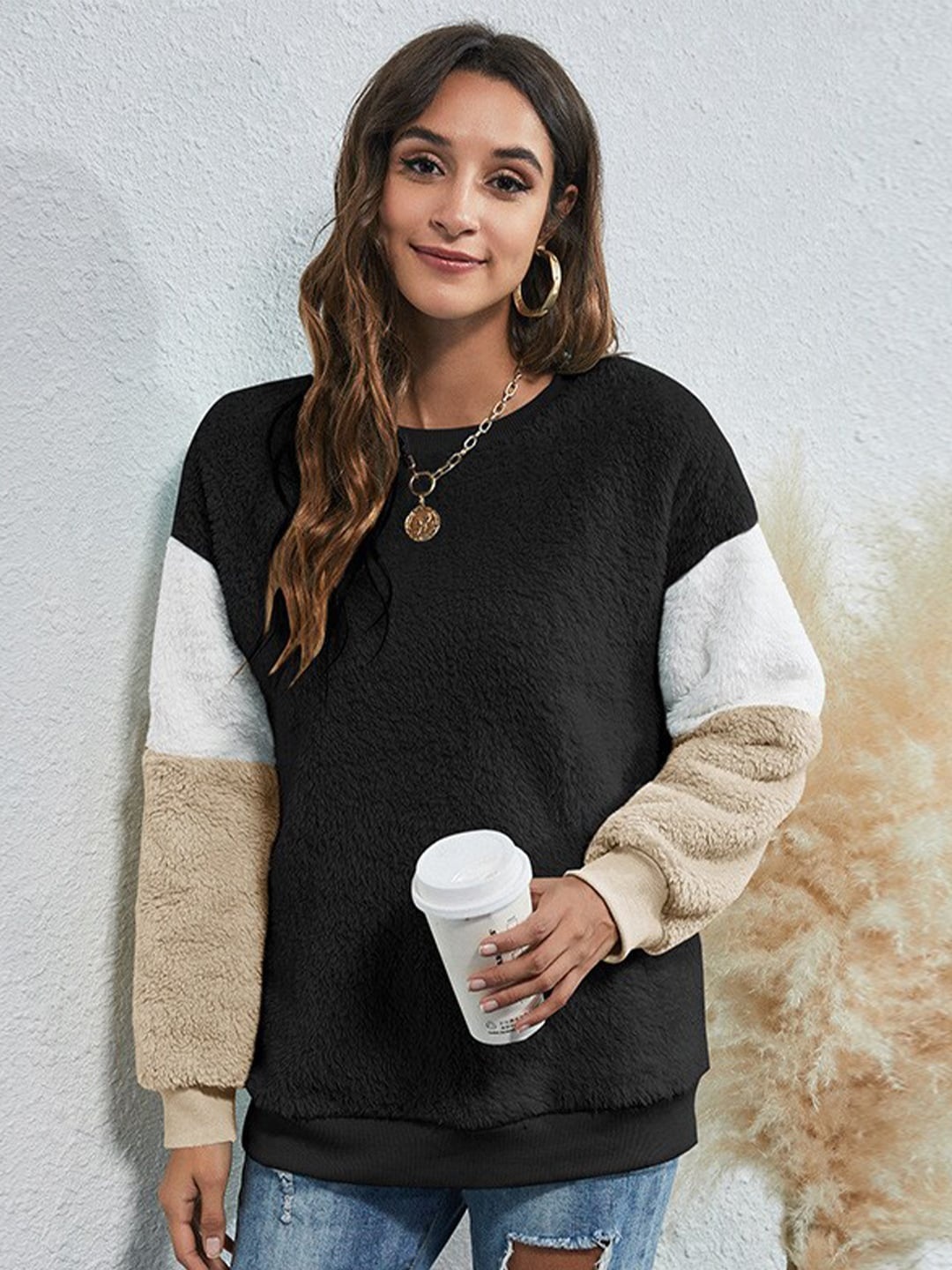 

BoStreet Women Black Solid Long Sleeves Sweatshirts