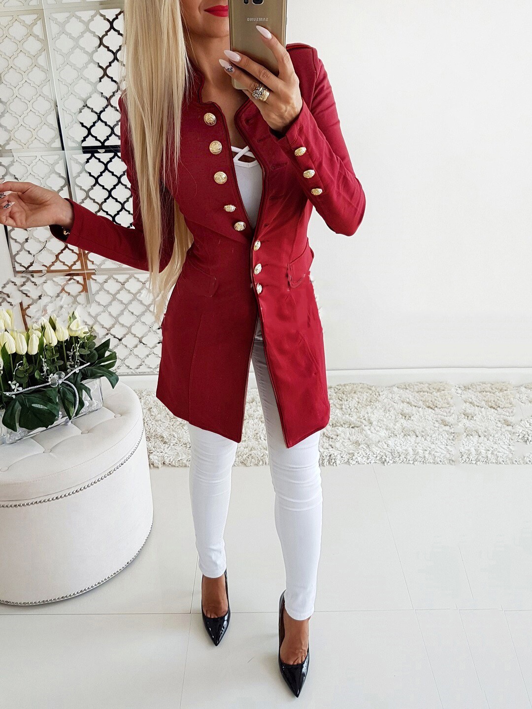 

BoStreet Women Red Longline Overcoat