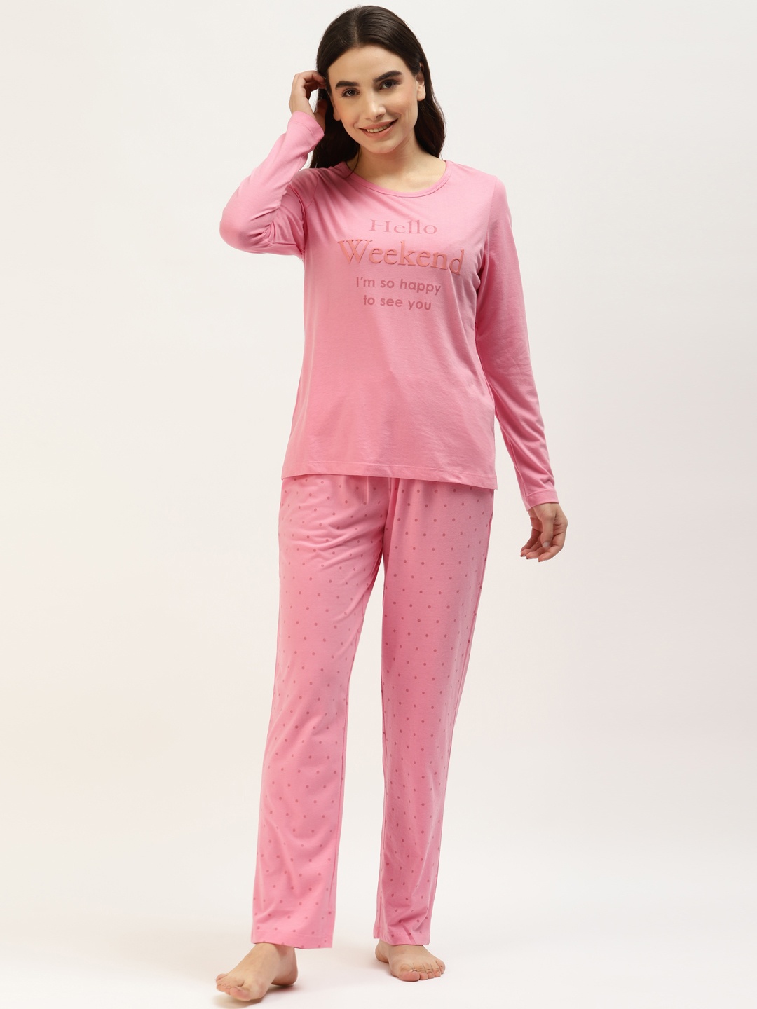 

MADAME M SECRET Women Pink Printed Night suit