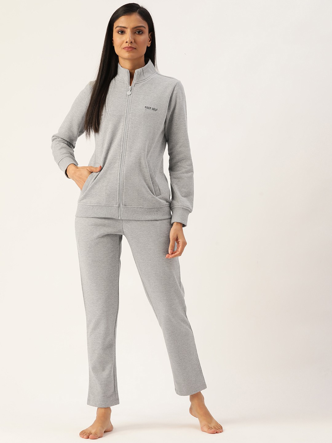 

MADAME M SECRET Women Grey Melange Night suit