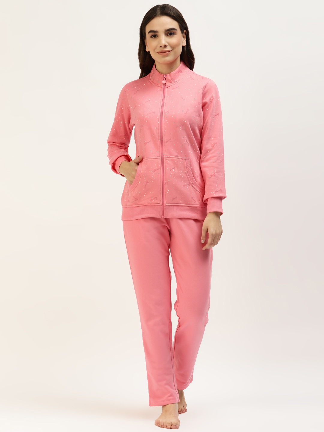 

MADAME M SECRET Women Pink Printed Pyjama Set