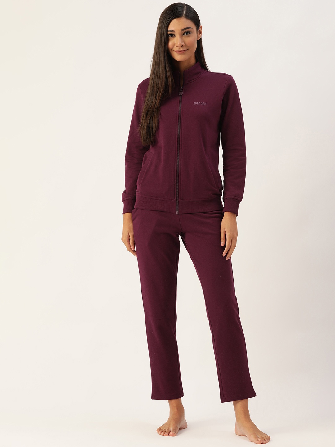 

MADAME M SECRET Women Burgundy Back Print Pyjama Set