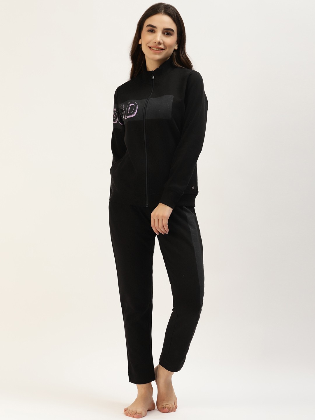 

MADAME M SECRET Women Black Printed Night suit